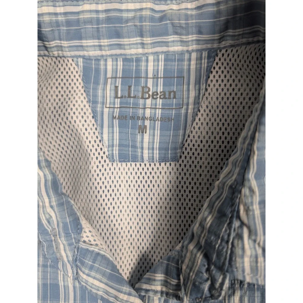 LL Bean Womens Blue Plaid Roll Tab L/S Hiking Shirt Ventilated 254500 Size M - Picture 4 of 8